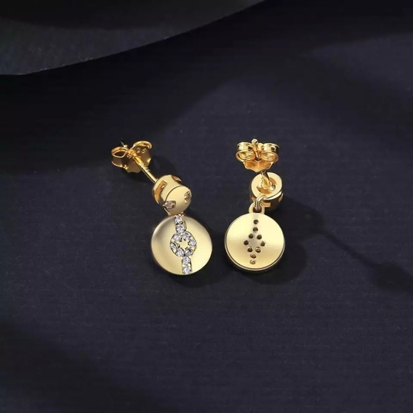 NEW Small Round CZ 14K Gold Plated Stud Earrings - Picture 8 of 9